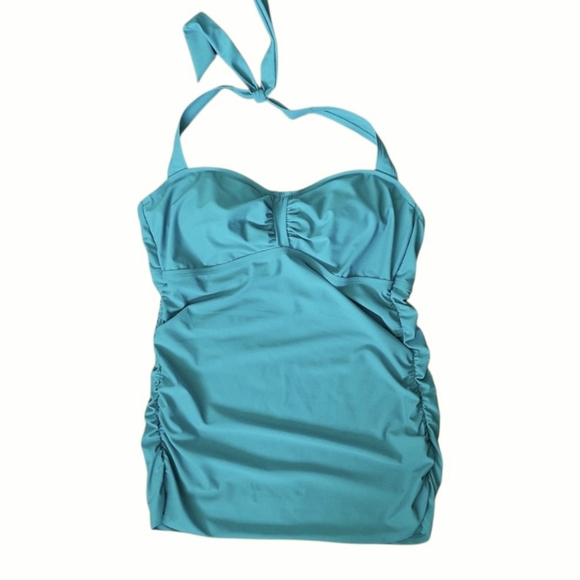 Athleta Sara Bra Cup Halter Tankini in Fiji Green, Sz. 40B/C TALL - Picture 4 of 8